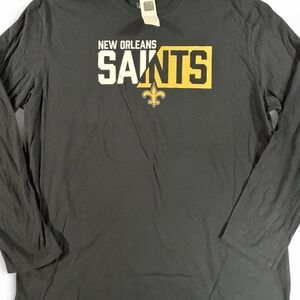 NWT NFL New Orleans Saints black long sleeve shirt with white and gold logo. 2XL